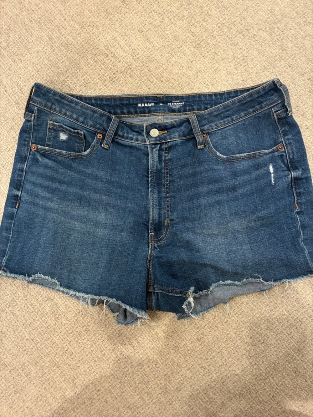 Old Navy Medium Blue Distressed Denim Cutoff Shorts— Worn Just Once